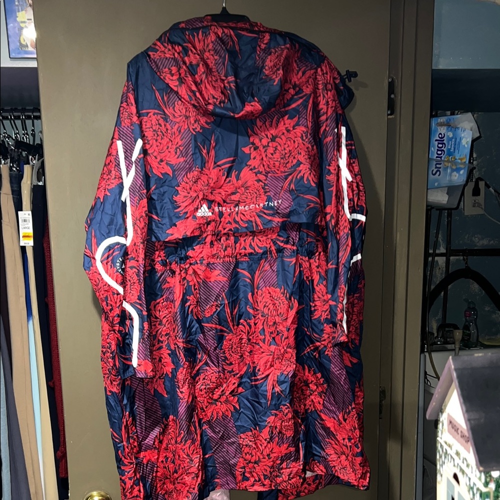 Adidas by Stella McCartney Red and Blue Floral rain Jacket